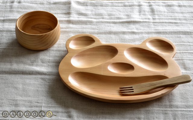 キッズ 木製 パンダプレート